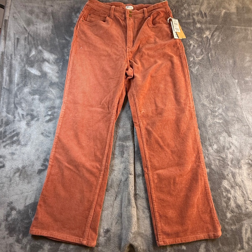 Billabong Womens rust Corduroy Pants Size 31 Wide Leg High Rise NWT